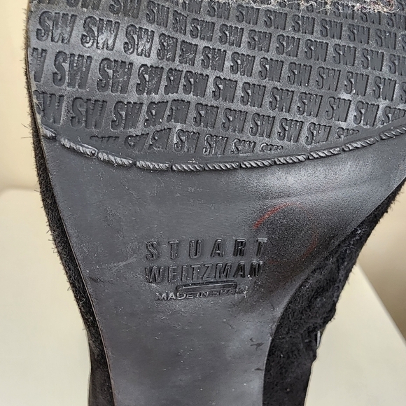 Stuart Weitzman Black Suede Stiletto Size Zip Ankle Booties Size 9.5 - Picture 11 of 15